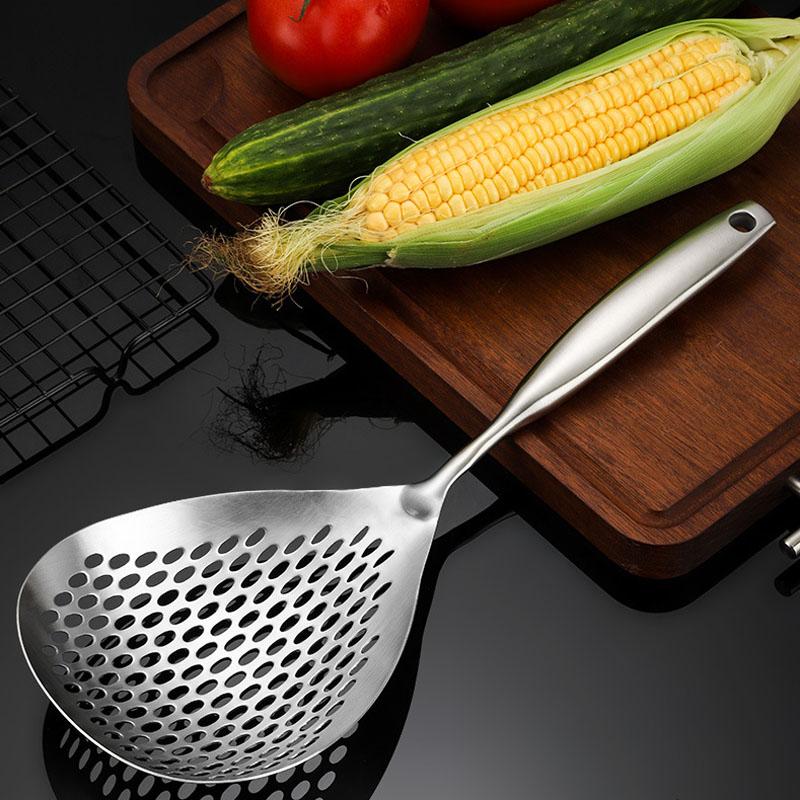 304 Stainless Steel Slotted Spoon With Comfortable Handle Kitchen Skimming Spoon Used For Draining And Frying