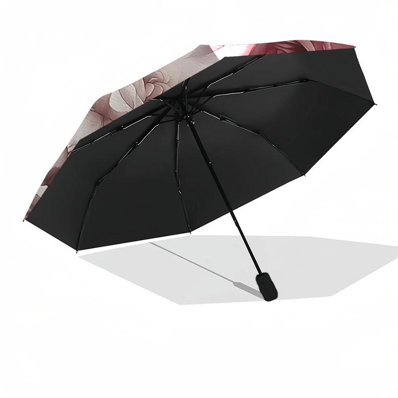 1PC Rose Floral Umbrella-8-Rib Reinforced Portable Folding Travel Suitable for All Seasons Outdoor Daily , Fun Design-Z0442