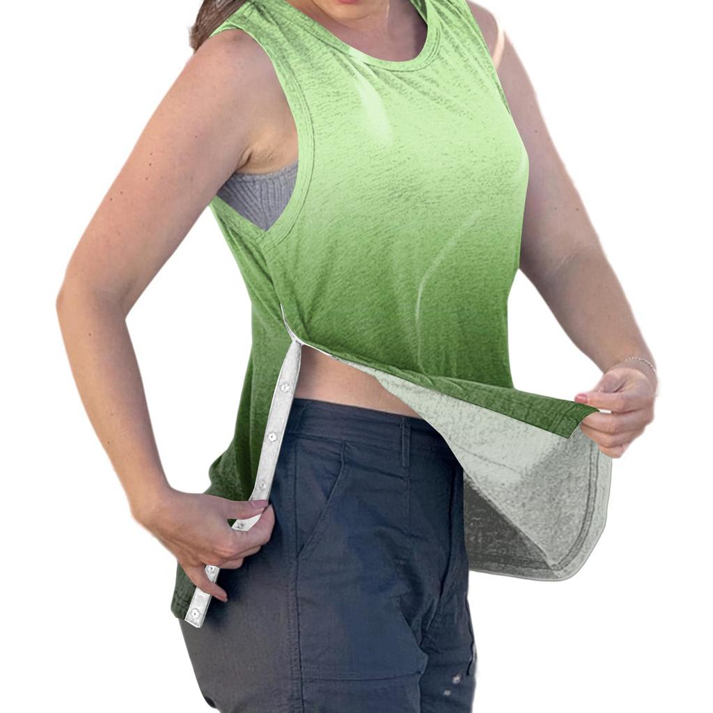 Women’s Shoulder Recovery Shirt with Away Closures Sleeveless Gradient Print Top for Use
