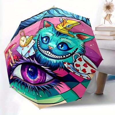 1pc Cat Auto Open/close, All-Season Portable Folding Umbrella for Women & Men, Travel, Everyday, Formal Events - Compact Luxury Parasol, Outdoor Acces