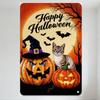 Halloween Tin Sign Spooky Moon Tree Bats Pumpkins Cat Decor Metal Wall Art for Home Bar Pub Decoration 8x12 Inch