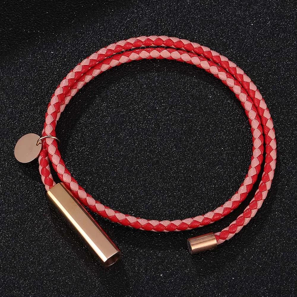 Bracelet Classique Designer Homme Femme Exquis Bouton Acier Inoxydable Bracelet Cuir Tissé à la Main Bijoux Féminins Cadeaux