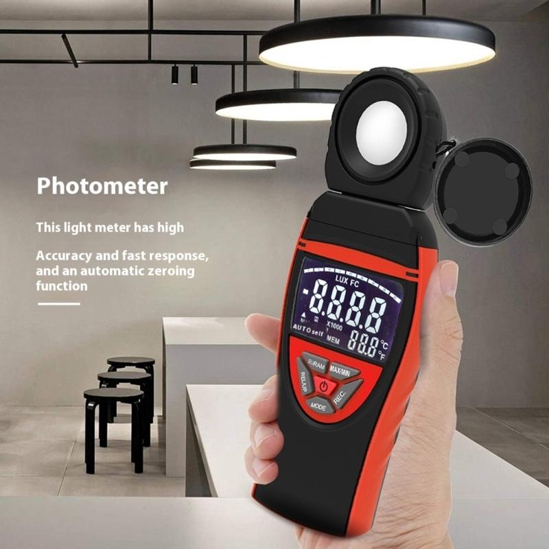 Professional Light Meter With LCD Screen Multiple Unit Conversion Illuminance Measure Device for Workplace Measurements