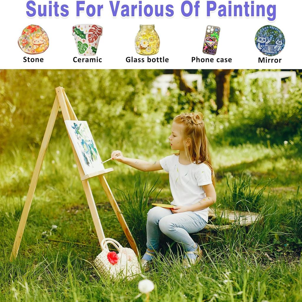 Colorful 14/26 Colors Stain Glass Paint Set with 6 Brushes, 1 Palette & 1 Sponge, Waterproof Permanent Glass Painting Kit