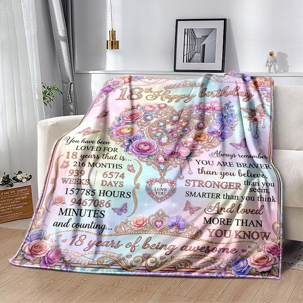 18th Birthday Celebration Quotes Blanket Durable Comfort Great for Seaside Sofa Chair All-Season Use Stylish Decor