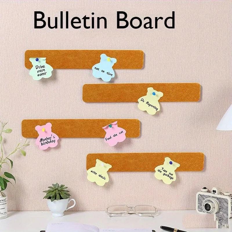 6PCS+35pins Frameless Cork Bulletin Board Strips for Home Refrigerator Office Decoration Message Board Cork Board Wall Stickers