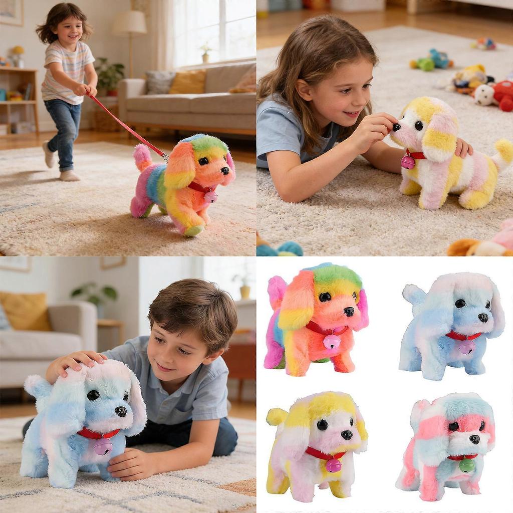 Electric Robot Dog Life Like Walking Plush Dog Fun Learning Toy For Preschool Kids Early Learning and Entertainment Fun  Rainbow Colors