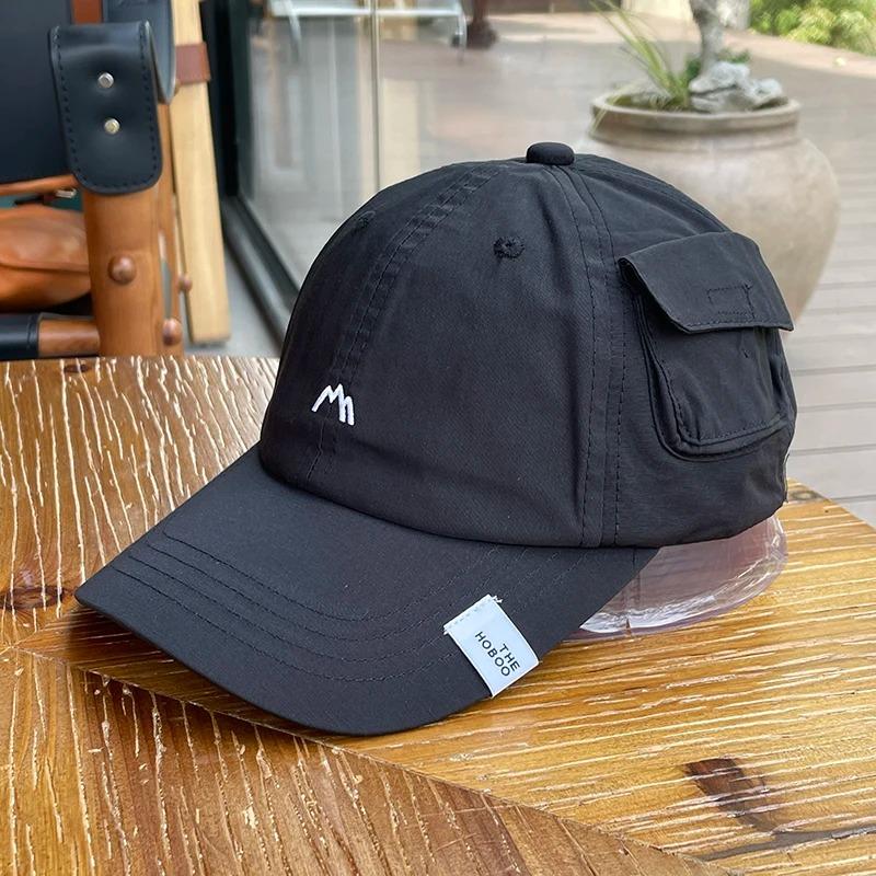 

Personality Street Style Baseball Cap, Side Pocket Quick-Drying Thin Soft-Top Design, Couple Hip-Hop Street Dance Daily Wear Use чорний