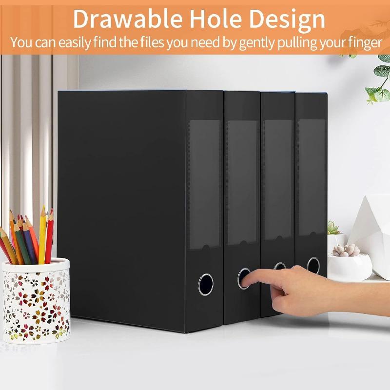 4pcs Black Plastic Storage Boxes with Lids - A4 File Organizer Bins for Office, Home, and Home Organization,File Organizer Boxes чёрный