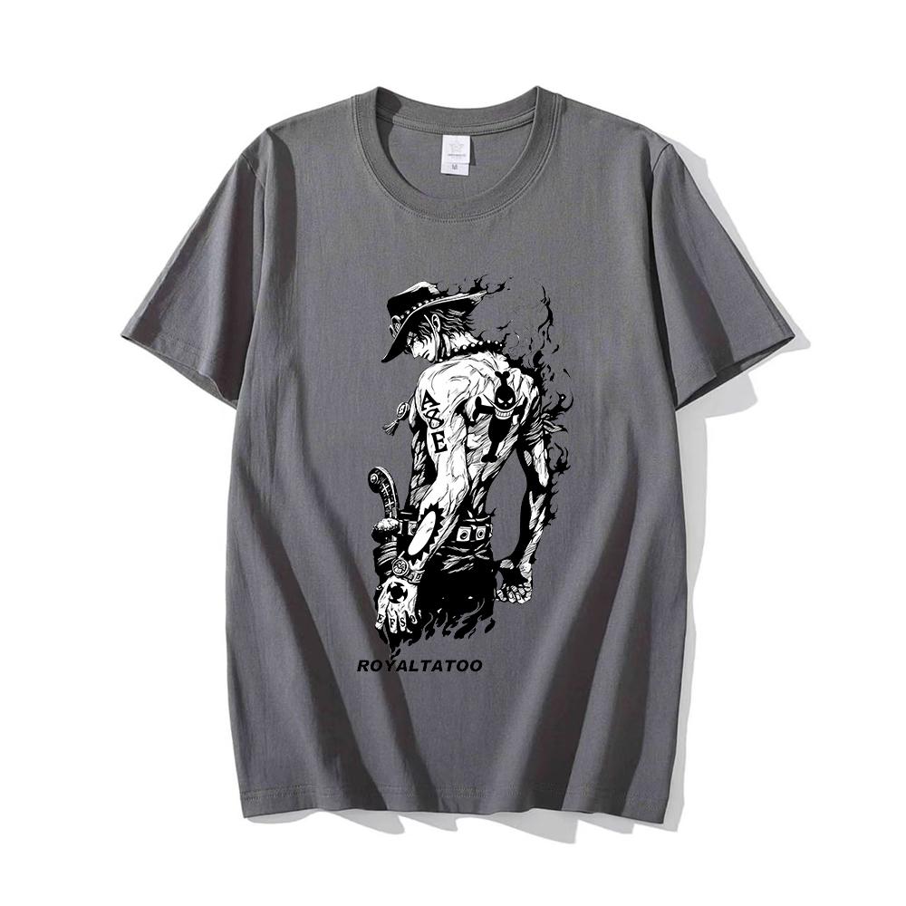 2026 Hot Sale One Piece Portgas D Ace Graphic T Shirt Anime Pirate Portrait Print Unisex Cotton Crew Neck Short Sleeve Manga Fan Street Tee Top