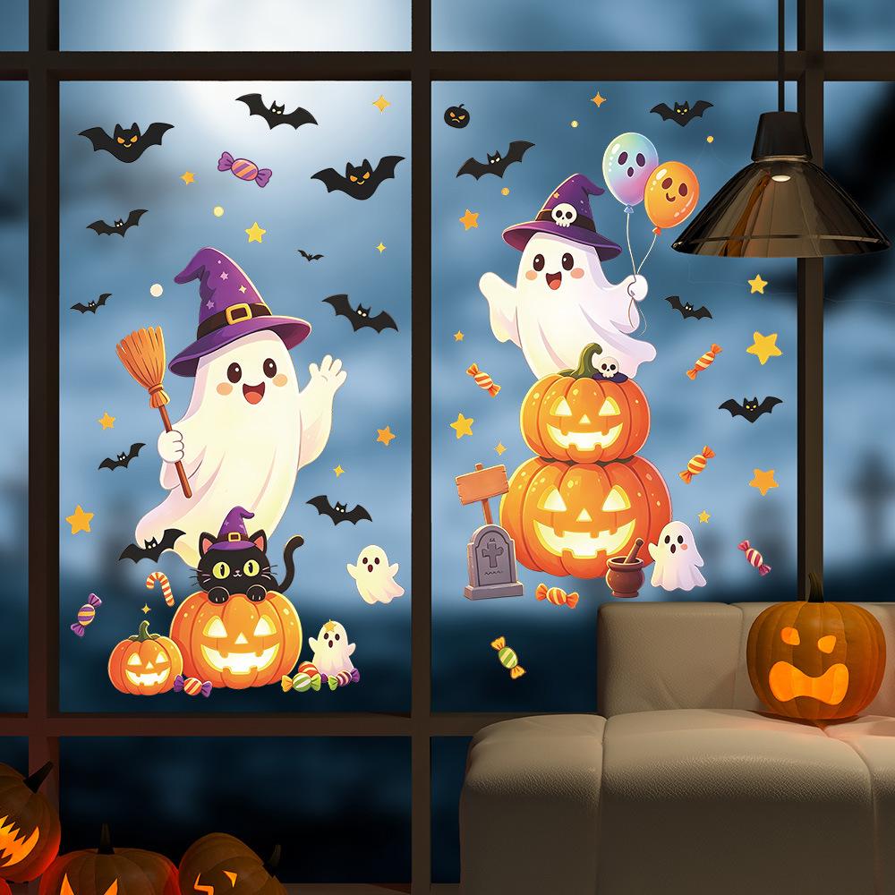 Cartoon Halloween Ghost Bat Outdoor Balcony Glass Window Home Decoration and Beautification Window Stickers