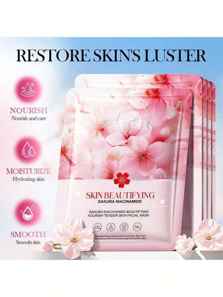 1/5/10pcs Sakura Nicotinamide Mask Brightens, Nourishes And Rejuvenates The Skin,Hydrating Skin,Deep