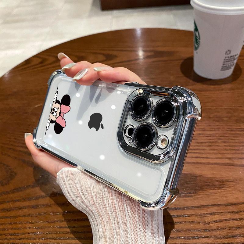 Applicable to Apple 11Pro mobile phone case iPhone11/11 four corners thickened transparent electroplating Minnie large airbag anti-drop