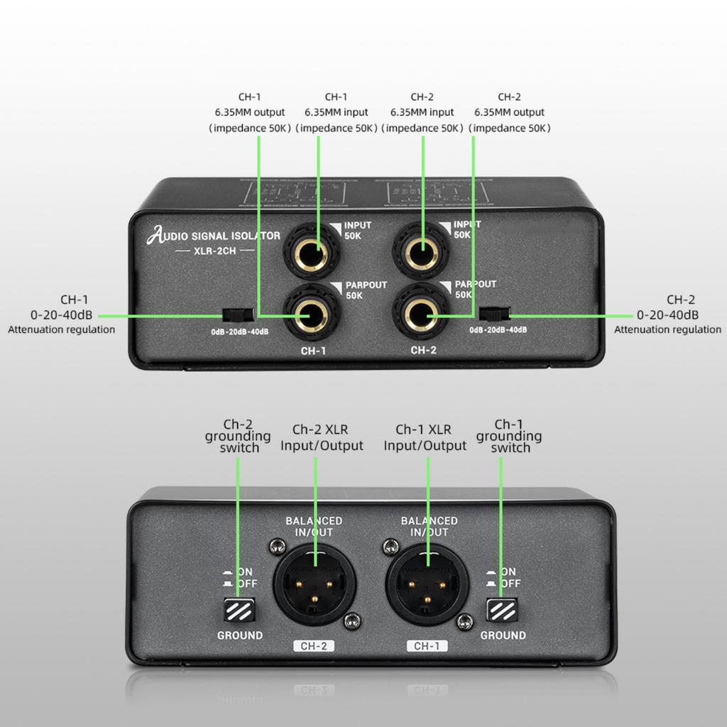 3 Stage Adjustable Sound Isolators Eliminates Hum Noise Double Channel Signal Processor For Recording Devices