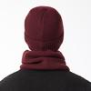 3Pcs/Set Winter Hat Scarf Gloves Set Solid Color Windproof Brimless Hat Neck Warmer Touch Screen Gloves Set