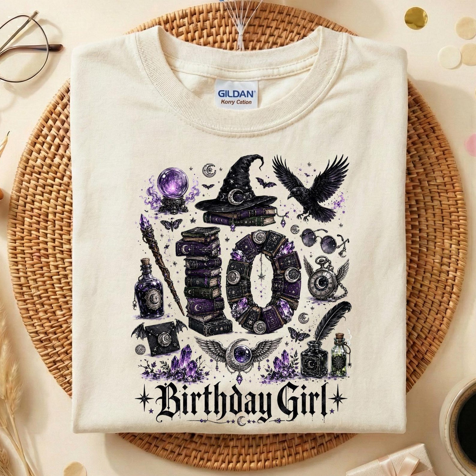 10th Birthday Girl Shirt, Wizard Birthday Girl Tee, Magical 10th Birthday Shirt, Fantasy Halloween Birthday Outfit, Gothic Birthday Gift 100