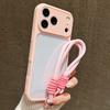 Luxury Candy Color Frame Clear Phone Case For 18 17 16 15 14 13 12 11 Pro Max Plus With Wristband Lanyard Cover
