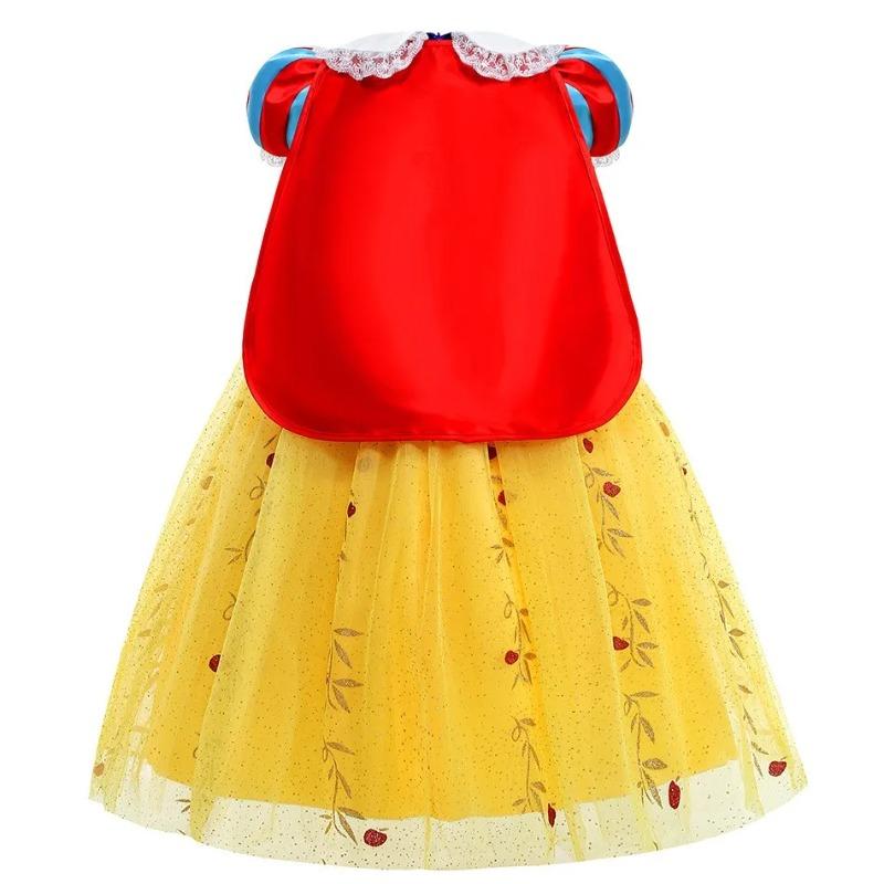 Disney Girls Cosplay Snow White Dress Yellow Luxury Costume with Cape Holiday Party Favor Girls Dress
