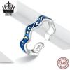 Everle Blue Starry Sky Sterling Silver Gold-Plated Open Ring S925