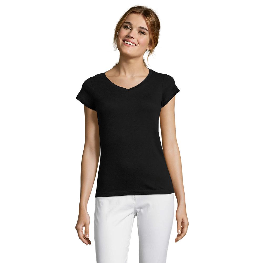 Womens/Ladies Moon V Neck T-Shirt