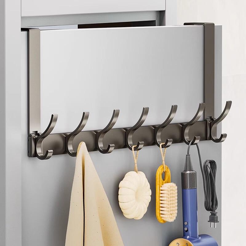 Punch-Free Aluminum Over-the-Door Hook Rack