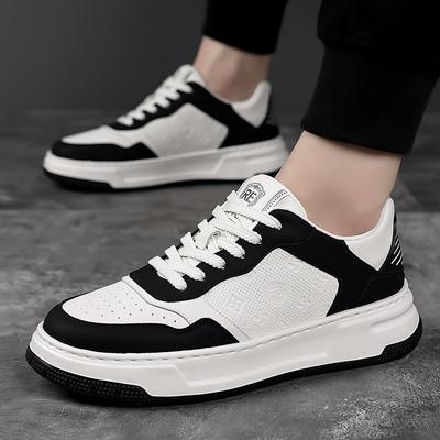 Men's Shoes 2024 Autumn Casual Trend Fashion Sports Board Shoes Men's Black and White Men's Low-top Leather Shoes