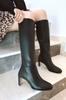 Women Modern Stylish Fashion Boots Boots Faux Leather Kinda Heeled Knee High Blunt Toe Zippered Matte Leather Boots