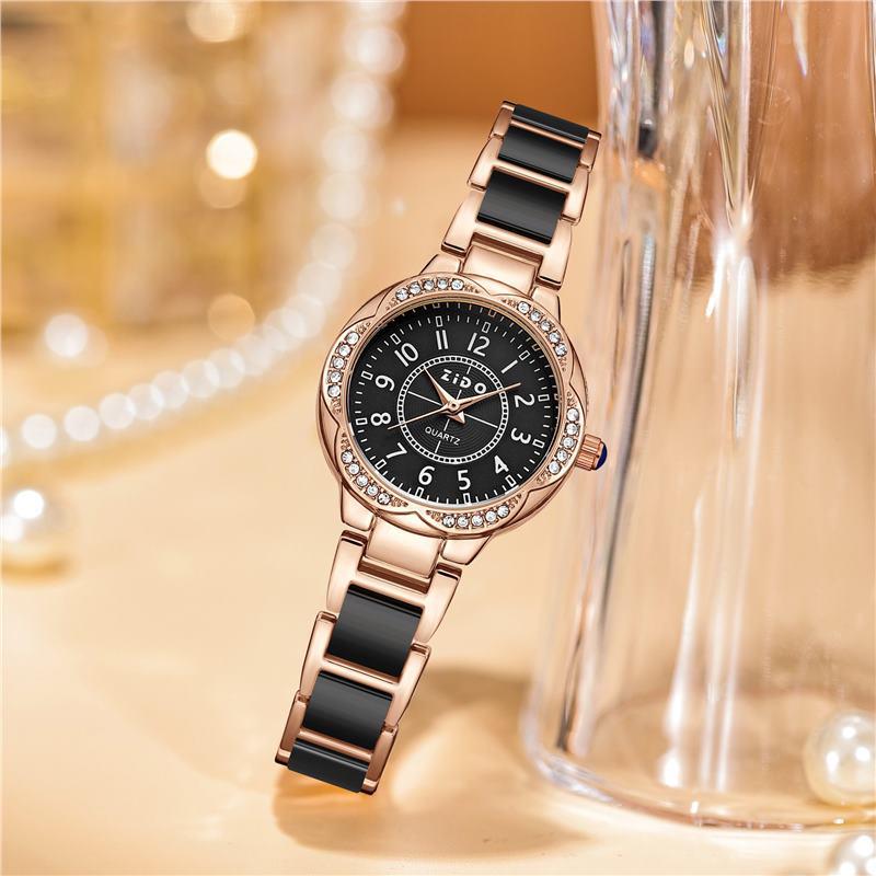 Elegante Orologio da Donna in Quarzo Cielo Stellato con Design Ceramico Intarsiato di Diamanti