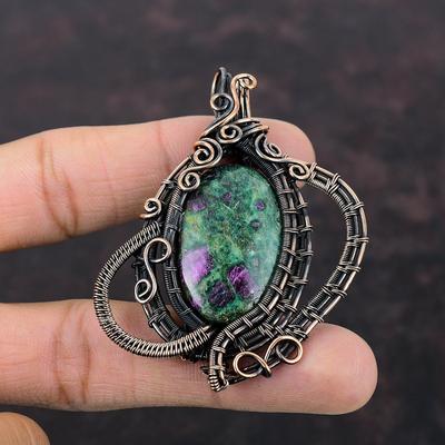 Ruby Fuchsite Pendant Copper Wire Wrapped Pendant Handmade Pendant Copper Jewelry Real Gemstone Pendant Wire Wrap Jewelry Pendant For Gifts