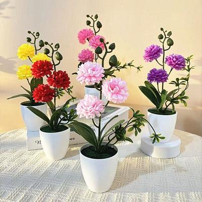 Small Ball Chrysanthemum Artificial Flower Bonsai Multicolor Photo Props Faux Chrysanthemum Flowerpotted Plastic