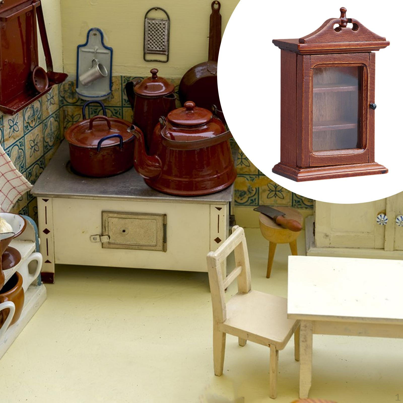 

Мініатюрні аксесуари для лялькового будиночка 1:Європейська мініатюрна дерев яна настінна полиця в масштабі 1/12