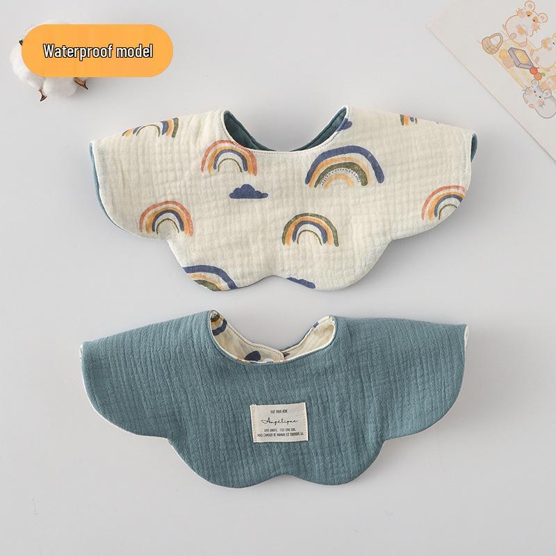Dwustronny, wodoodporny śliniaczek dla niemowląt w stylu koreańskim z płatkami, wykonany w 100% z gazy bawełnianej