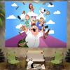Vintage Amerikanisches Cartoon Familienbanner Kulisse Dekoration Party Fotografie Hintergrund