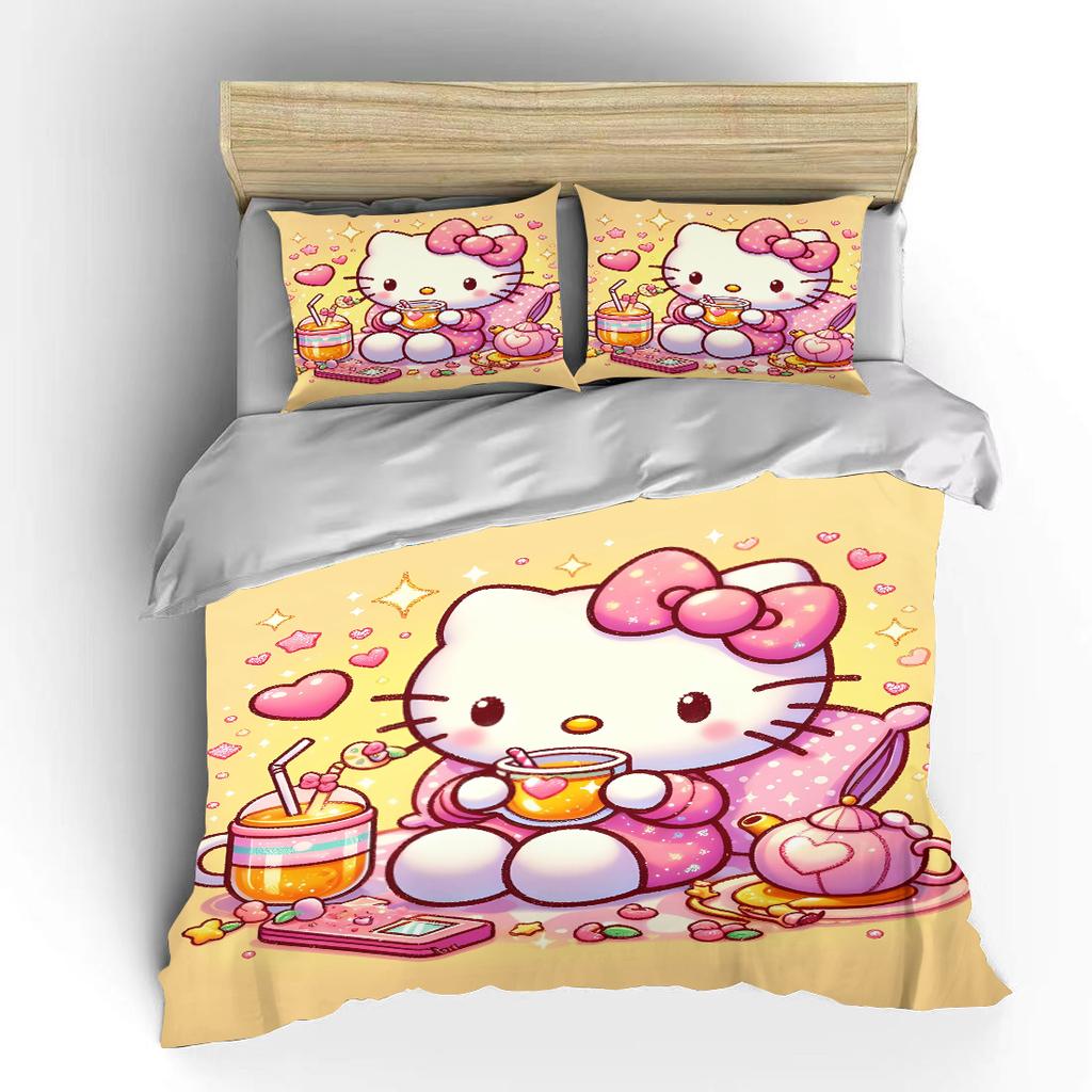 Sanrio Hello Kitty Bedding Sets Cute Bed Cover Comforter Cover Duvet Cover Pillow Case 2-3 Pieces Sets Room Decoration