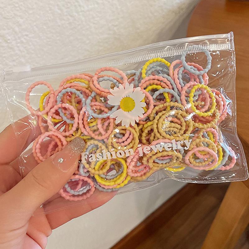 

Набор 50/100 шт. Детские аксессуары для волос для девочек Высокоэластичная однотонная повязка на голову Детские резиновые резинки для волос Милые детские резинки