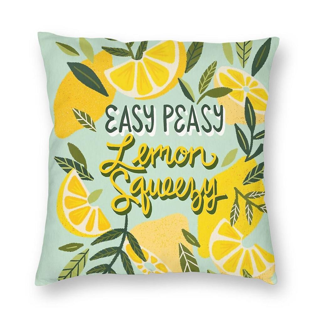 Easy Peasy Lemon Squeezy Mint Square Pillowcase Polyester Linen Velvet Printed Zip Decor Home Cushion Cover