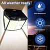 Energy Saving Super Bright Cold White Outdoor IP65 412LED Solar Garden Light 4 Sides Wall Lamp Motion Sensor Security Light
