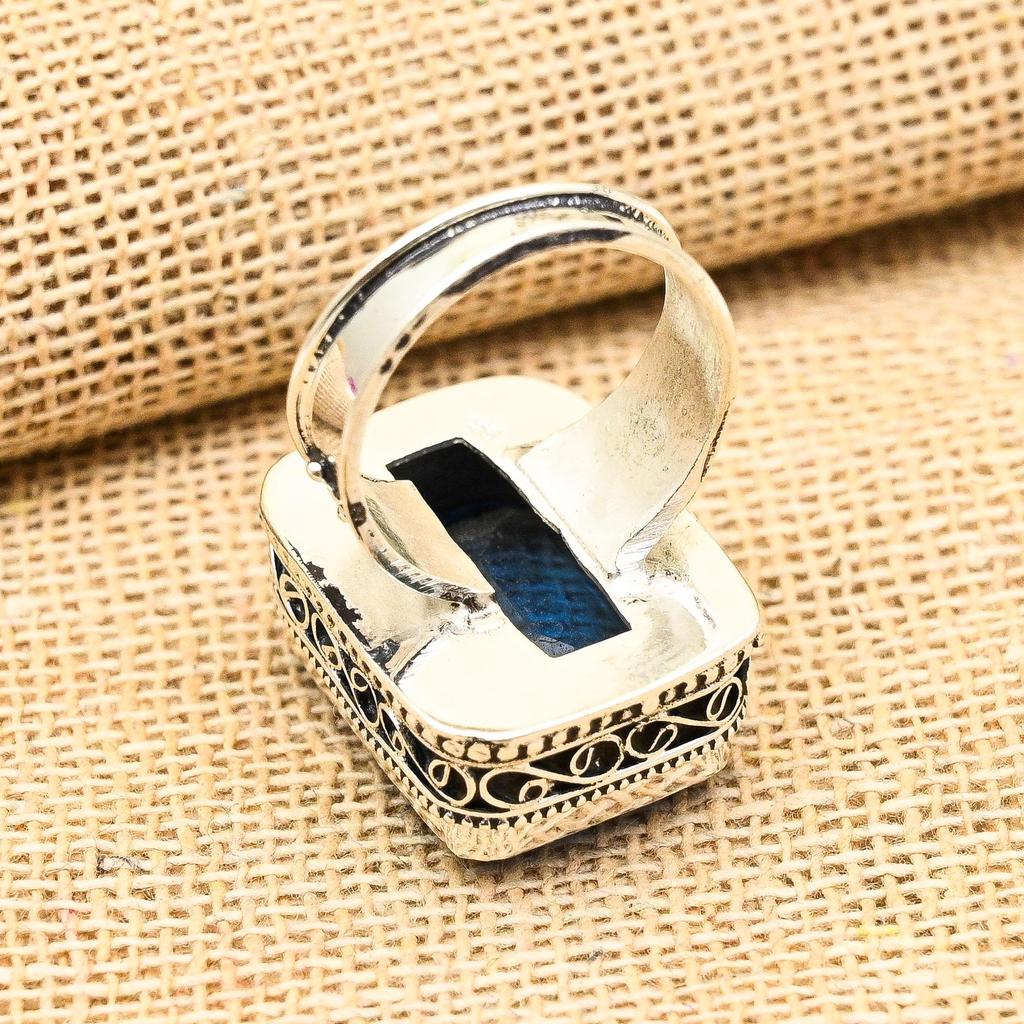 Tansanit Edelstein Handgefertigt Massiv 925 Sterling Silber Schmuck Jubiläumsring Für Sie