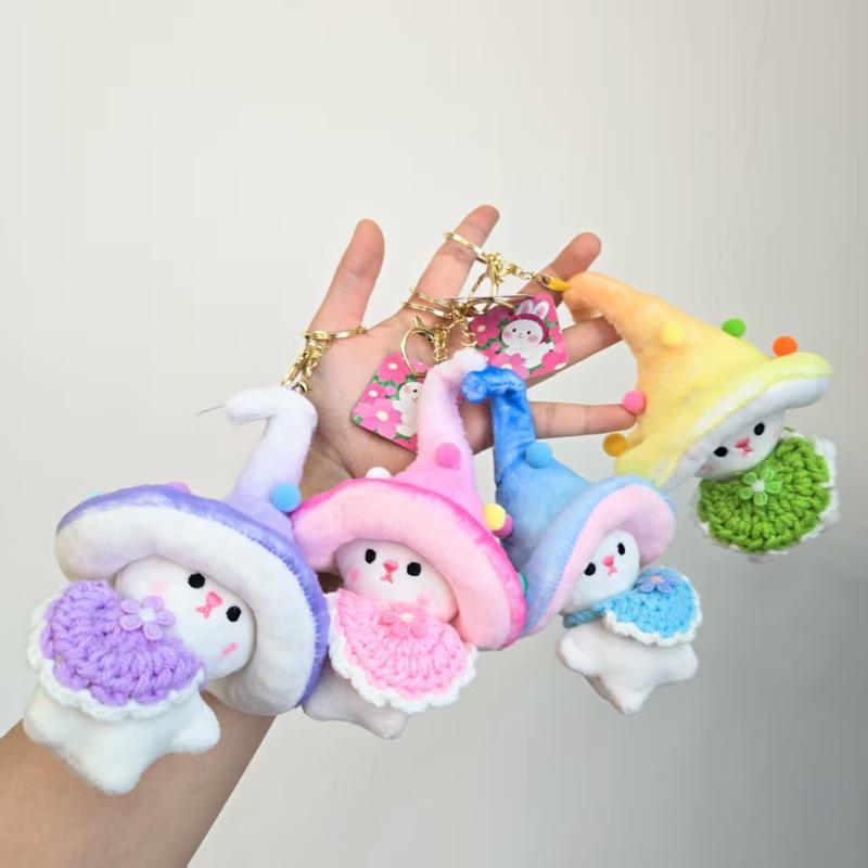 Cute Pp Cotton Mushroom Small Elf Plush Doll Keychain Backpack Pendant Decoration Gifts