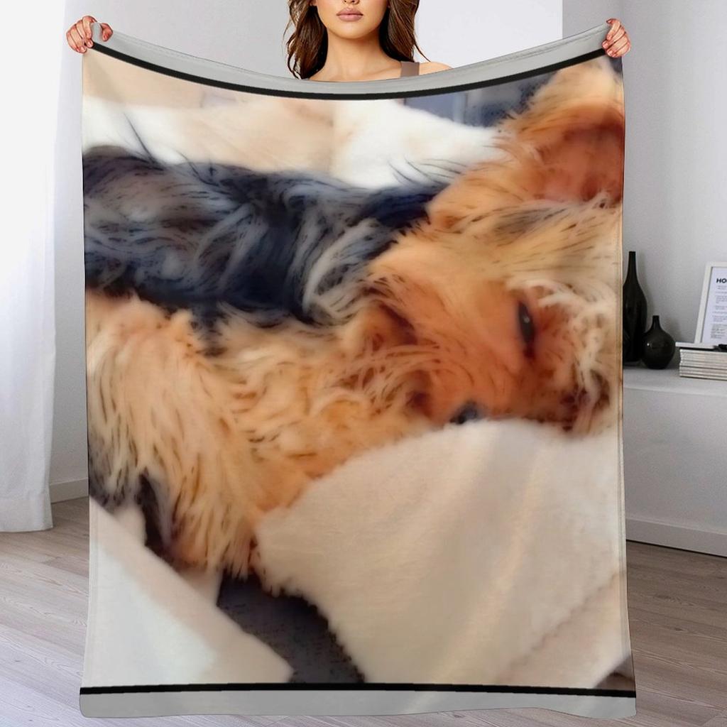 Sleepy Little Yorkie Throw Blanket Warm Comfortable Blanket Gift for Parents Friends
