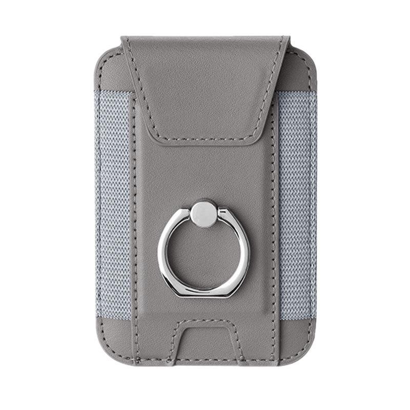 Magnetic Card Holder with Finger Ring & Elastic Band for iPhone 12/13/14/15 Magsafe