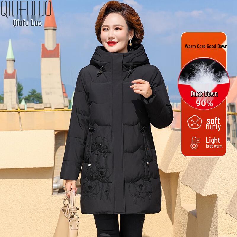 Mid-Aged Women's Long Winter Thick Down Jacket