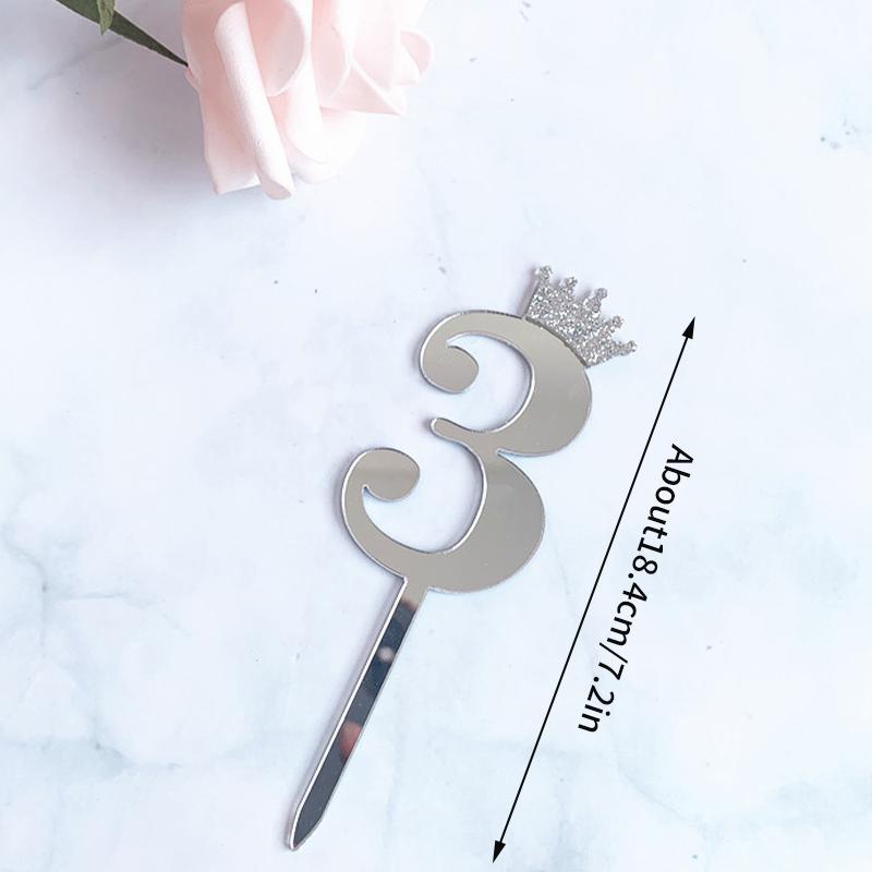 INS 0-9 Number Acrylic Mirror Cake Toppers For Kids Adults Birthday Party Supplies Wedding Anniversary Days Cake Decorations