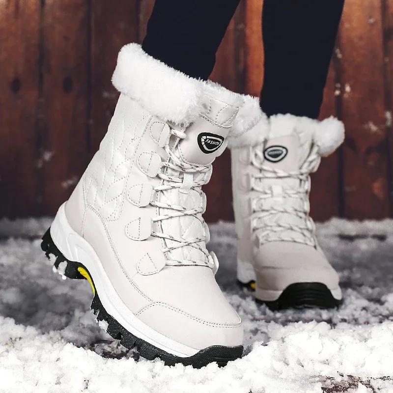 Winter Snow Boots Women Keep Warm Plus Walking Shoes Women Comfortable Wear-resistant Outdoor Casual High-top Boots Women