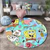 Cartoon SpongeBob Schwammkopf Druck Runder Teppich für Wohnzimmer Schlafzimmer Tisch und Stuhl Sofa Heimdekoration Bereichsteppich Luxuriöses Geschenk