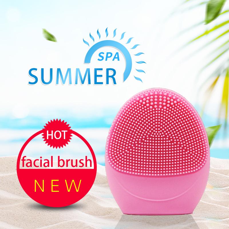 Mini Battery-Operated IPX6 Waterproof Silicone Facial Cleansing Brush for Deep Cleanse