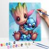 Disney Oil Paint Art Painting Kit Groot Stitch Hug Home Wall Decor DIY Craft Gift