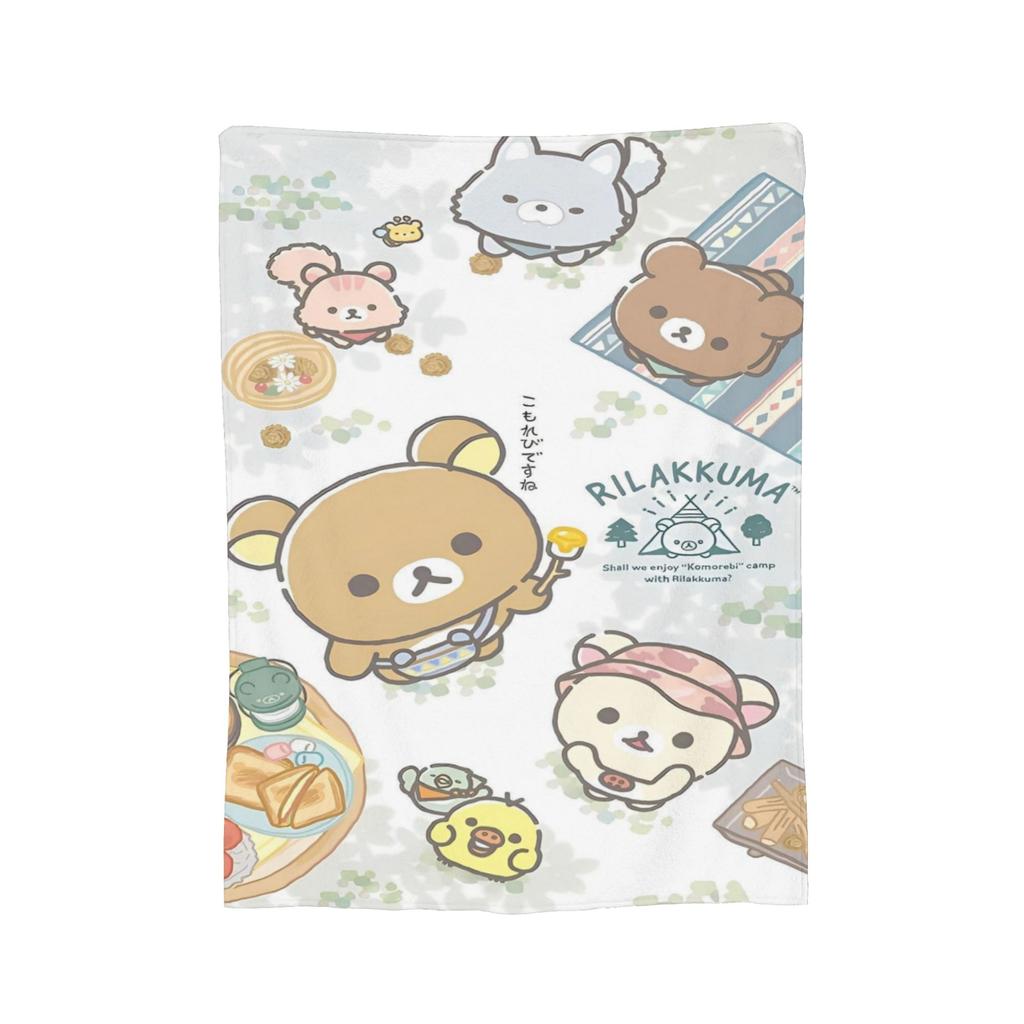 Rilakkuma Candy Strawberry Korilakkuma Blankets Flannel Throw Blanket Summer Air Conditioning Personalised Soft Warm Bedsprea,