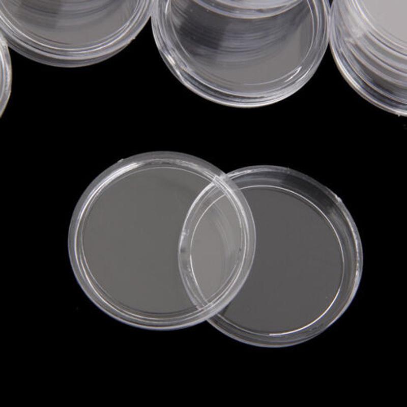 Coin Capsule Protection Supplies 100pcs Containers Plastic Holders Round