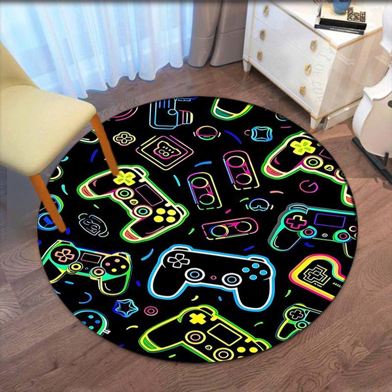 Game Controller Printed Round Rug Carpet Chair Rug Area Rug Entryway Doormats,for Office Chair Living Room Bedroom Kitchen Room.